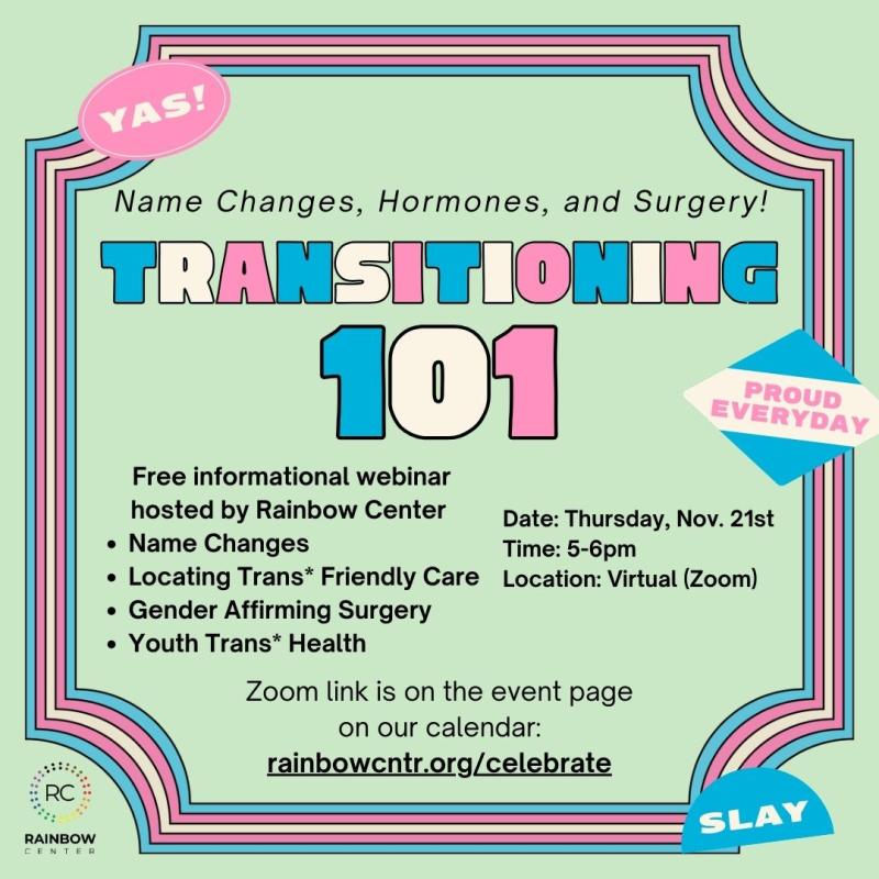 An image for a transitioning 101 webinar on November 21st from 5-6pm