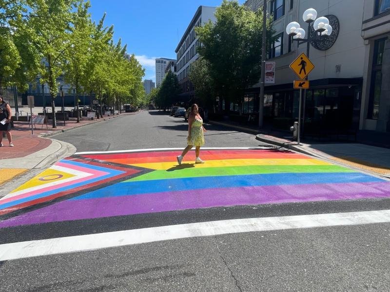 Joanne at Tacoma Rainbow Cross Walk